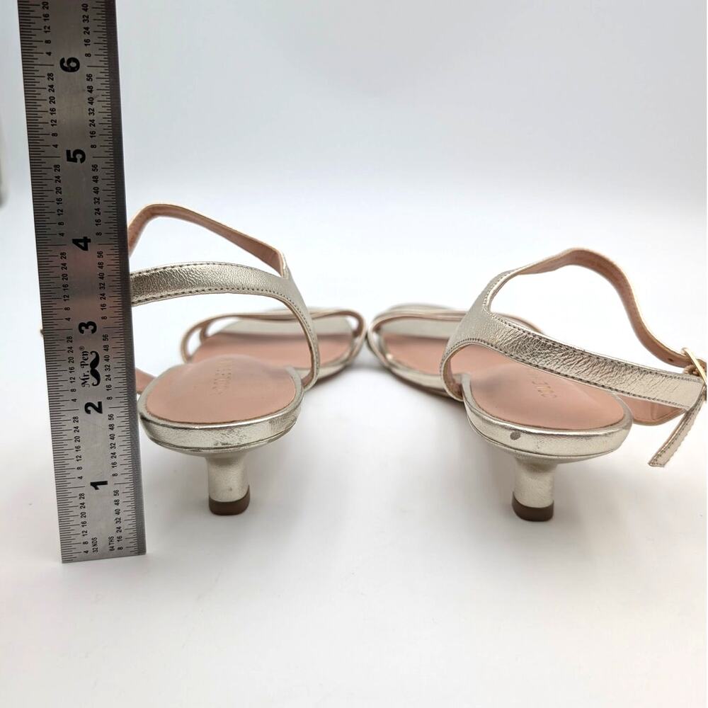 Cole Haan Leni Kitten Heel Sandals Women's Soft Gold Leather Size US8B EU38.5 - Picture 4 of 11